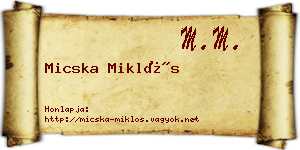 Micska Miklós névjegykártya